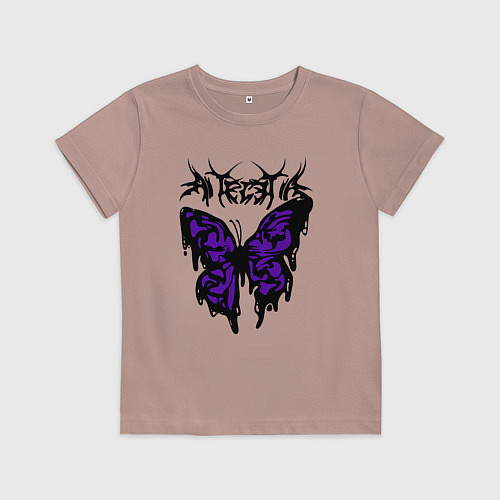Детская футболка Gothic black butterfly / Пыльно-розовый – фото 1