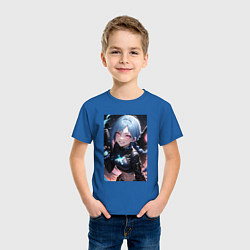 Футболка хлопковая детская Arcane League Of Legends JINX anime, цвет: синий — фото 2