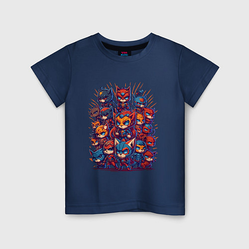 Детская футболка Коты супергерои / Тёмно-синий – фото 1