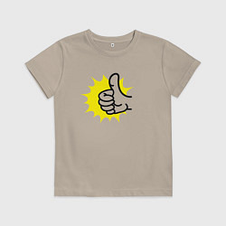 Футболка хлопковая детская Палец вверх, цвет: миндальный