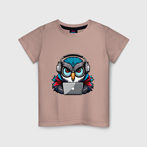 Детская футболка Never sleep owl / Пыльно-розовый – фото 1