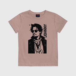 Футболка хлопковая детская Johnny Depp - graphics, цвет: пыльно-розовый
