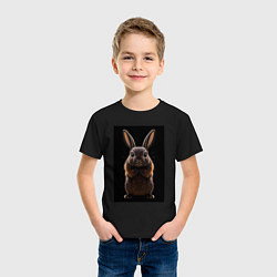 Футболка хлопковая детская Милый черный кролик, цвет: черный — фото 2
