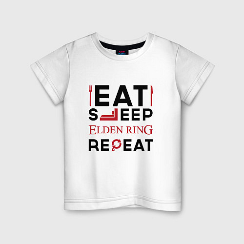 Детская футболка Надпись: eat sleep Elden Ring repeat / Белый – фото 1