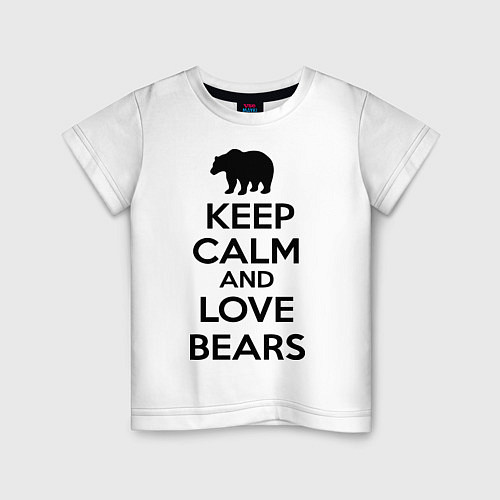 Детская футболка Keep Calm & Love Bears / Белый – фото 1