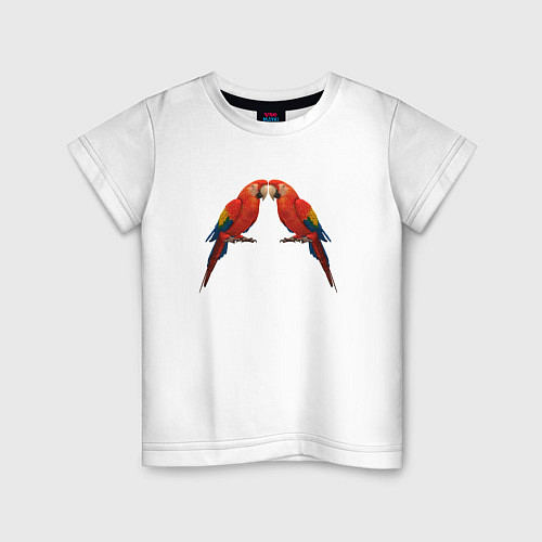 Детская футболка Пара красных попугаев / Белый – фото 1