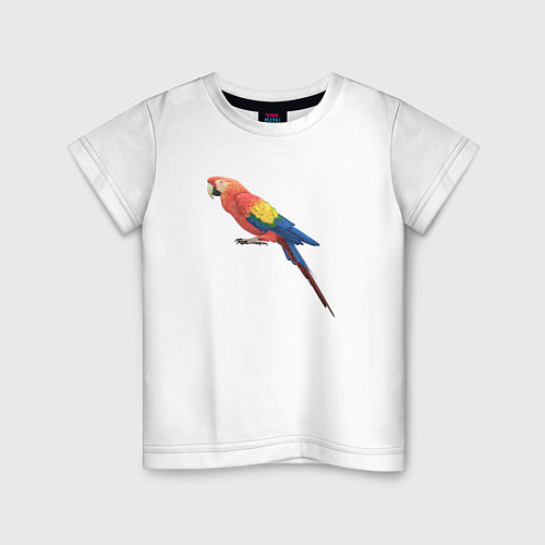 Детская футболка Одинокий сине-красный попугай / Белый – фото 1
