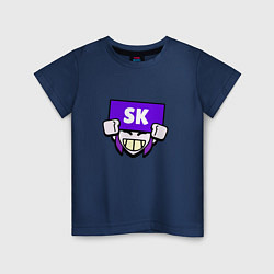 Футболка хлопковая детская Значок болельщика SK Brawl Stars, цвет: тёмно-синий