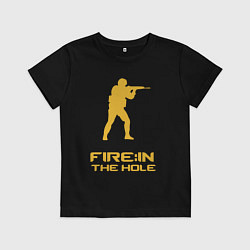 Футболка хлопковая детская Fire in the hole, цвет: черный