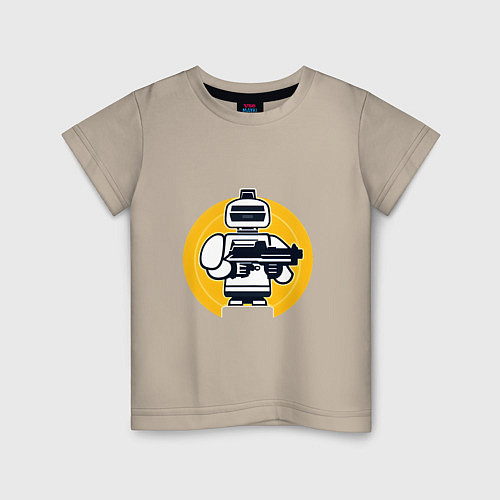 Детская футболка Ретро робот с автоматом / Миндальный – фото 1