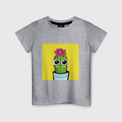 Детская футболка Милашка - кактус / Меланж – фото 1
