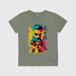 Футболка хлопковая детская Bart Simpson - samurai - bushido, цвет: авокадо