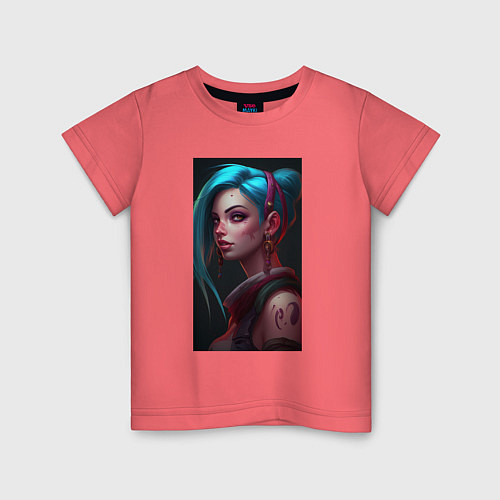 Детская футболка Jinx art Arcane League of Legends / Коралловый – фото 1