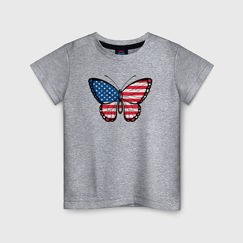 Детская футболка США бабочка / Меланж – фото 1