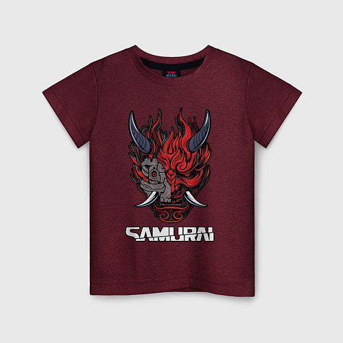 Детская футболка Samurai logo / Меланж-бордовый – фото 1