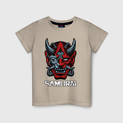 Футболка хлопковая детская Samurai mask, цвет: миндальный