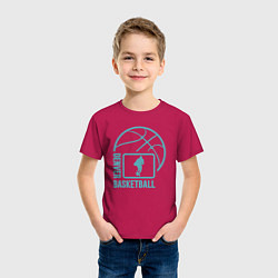 Футболка хлопковая детская Denver basket, цвет: маджента — фото 2