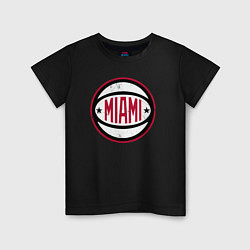 Футболка хлопковая детская Team Miami Heat, цвет: черный