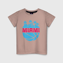 Футболка хлопковая детская Miami city, цвет: пыльно-розовый
