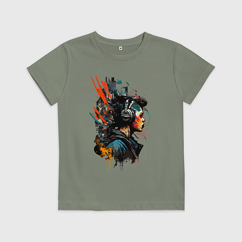 Детская футболка Слушая музыку - Хуф и Ся / Авокадо – фото 1