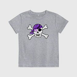 Футболка хлопковая детская Милый череп в фиолетовой маске, цвет: меланж