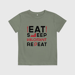 Детская футболка Надпись: eat sleep Valorant repeat