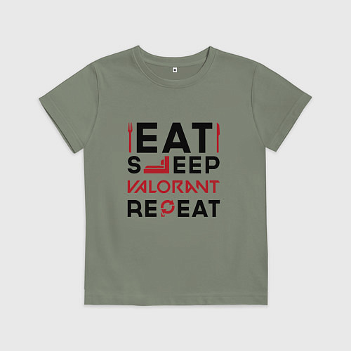 Детская футболка Надпись: eat sleep Valorant repeat / Авокадо – фото 1