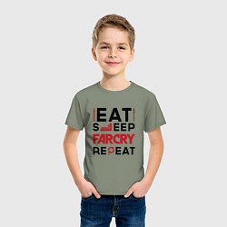 Футболка хлопковая детская Надпись: eat sleep Far Cry repeat, цвет: авокадо — фото 2