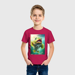 Футболка хлопковая детская Большой карп, цвет: маджента — фото 2