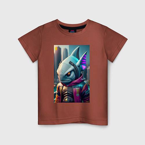 Детская футболка Fantastic character - cyberpunk - neural network / Кирпичный – фото 1