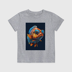 Футболка хлопковая детская Рыба карп в солнечных очках, цвет: меланж