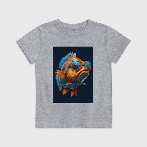 Детская футболка Рыба карп в солнечных очках / Меланж – фото 1