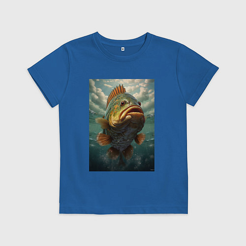 Детская футболка Большая рыба карп / Синий – фото 1
