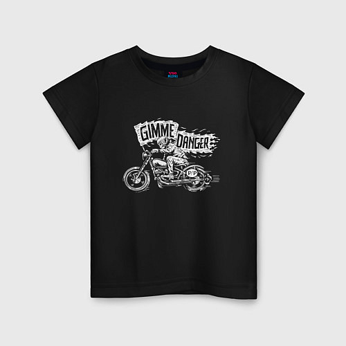 Детская футболка Gimme danger - motorcycle - motto / Черный – фото 1