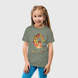 Футболка хлопковая детская Наушники проводные, цвет: авокадо — фото 2