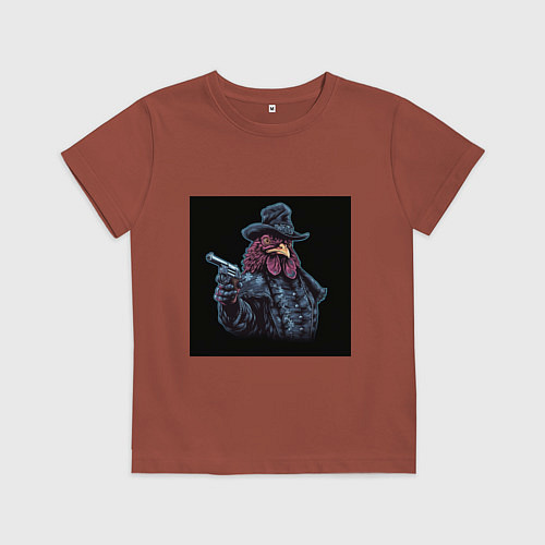 Детская футболка Петух-шериф / Кирпичный – фото 1