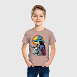 Футболка хлопковая детская Ведьма и осел comic style, цвет: пыльно-розовый — фото 2