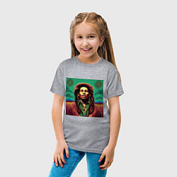 Футболка хлопковая детская Digital Art Bob Marley in the field, цвет: меланж — фото 2