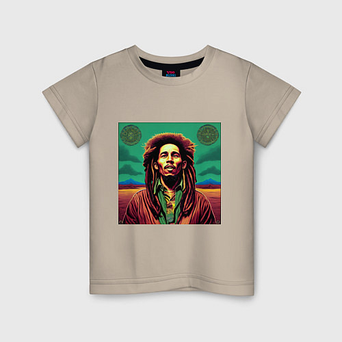 Детская футболка Digital Art Bob Marley in the field / Миндальный – фото 1