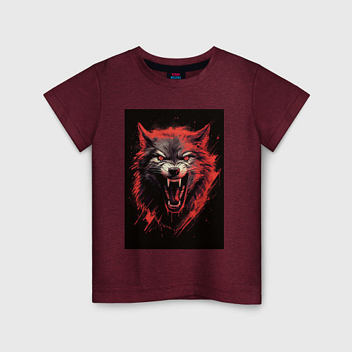 Детская футболка Red wolf / Меланж-бордовый – фото 1