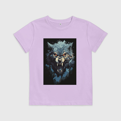 Детская футболка Серый волк и синии брызги / Лаванда – фото 1