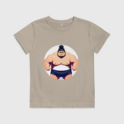 Футболка хлопковая детская Борец сумо, цвет: миндальный