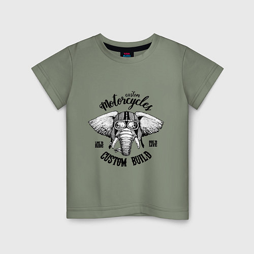 Детская футболка Байкер слон / Авокадо – фото 1