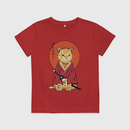 Детская футболка Samurai kimono cat / Красный – фото 1