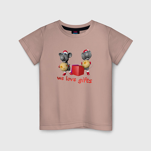 Детская футболка Мы любим подарки / Пыльно-розовый – фото 1