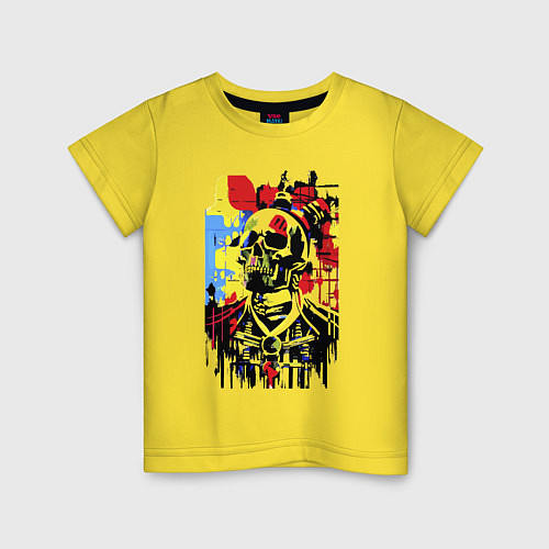 Детская футболка Skull - pop art - sketch / Желтый – фото 1