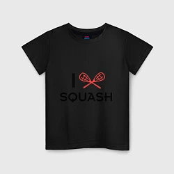 Футболка хлопковая детская I Love Squash, цвет: черный