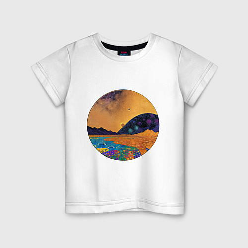 Детская футболка Пейзаж в стиле Густава Климта, абстракция / Белый – фото 1