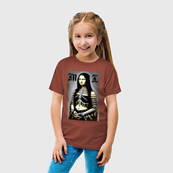 Футболка хлопковая детская Мона Лиза - готика - нейросеть, цвет: кирпичный — фото 2