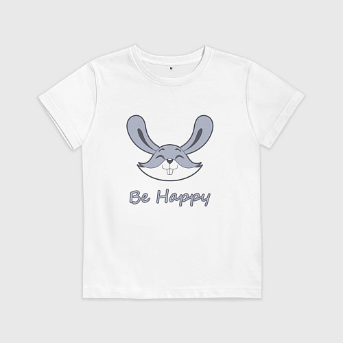 Детская футболка Кролик be happy / Белый – фото 1